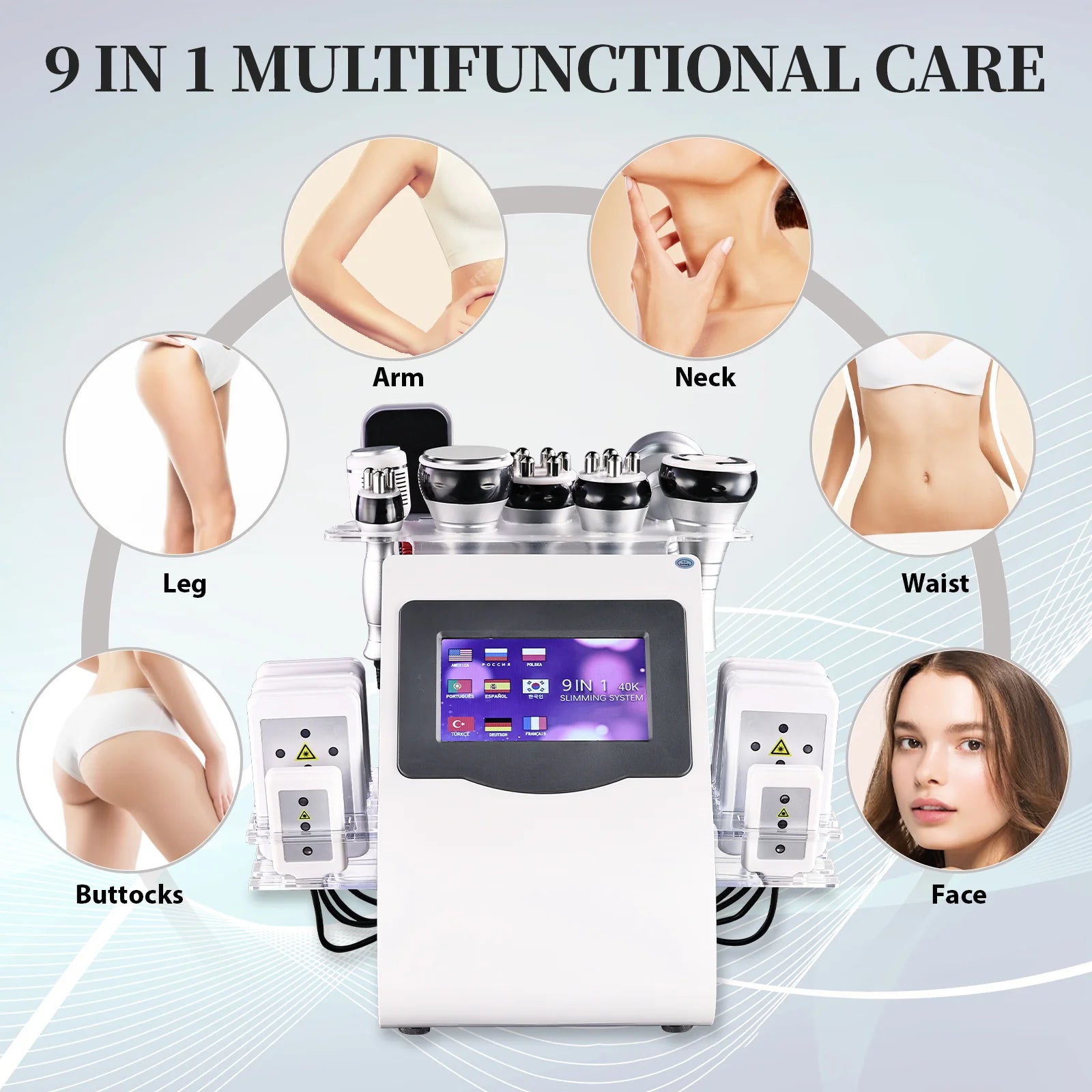 9 IN 1 RF Cavitation Machine with EMS Microcurrent Pad for SPA Salon