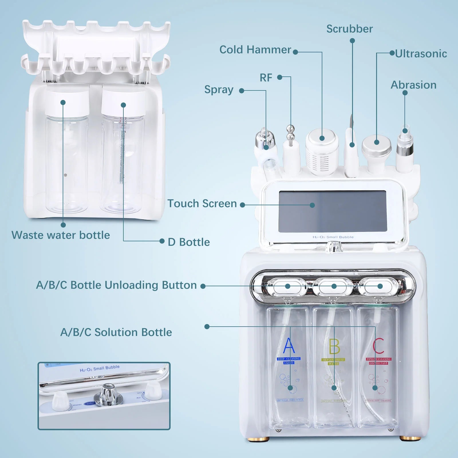 7-in-1 Hydro Aqua Dermabrasion Machine With LED Mask for Beauty Salon and Home