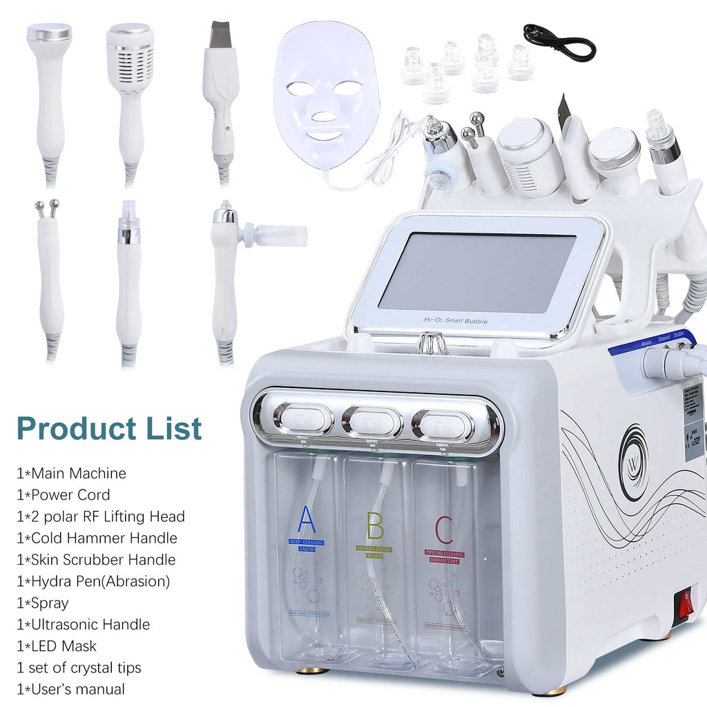 7-in-1 Hydro Aqua Dermabrasion Machine With LED Mask for Beauty Salon and Home