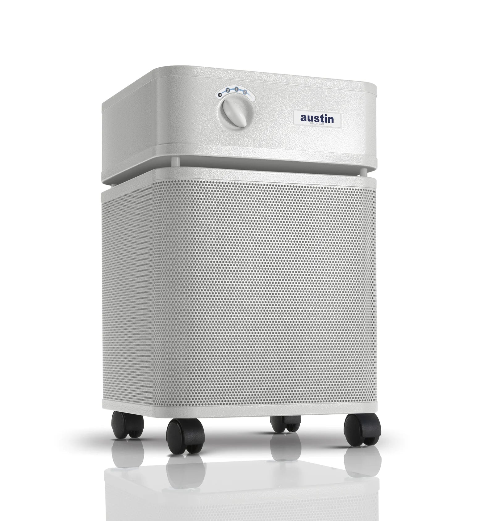 White air purifier with 'Austin' branding on a white background