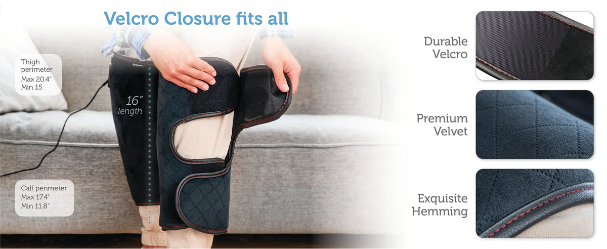 Velcro closure product being used on a couch with features highlighted.