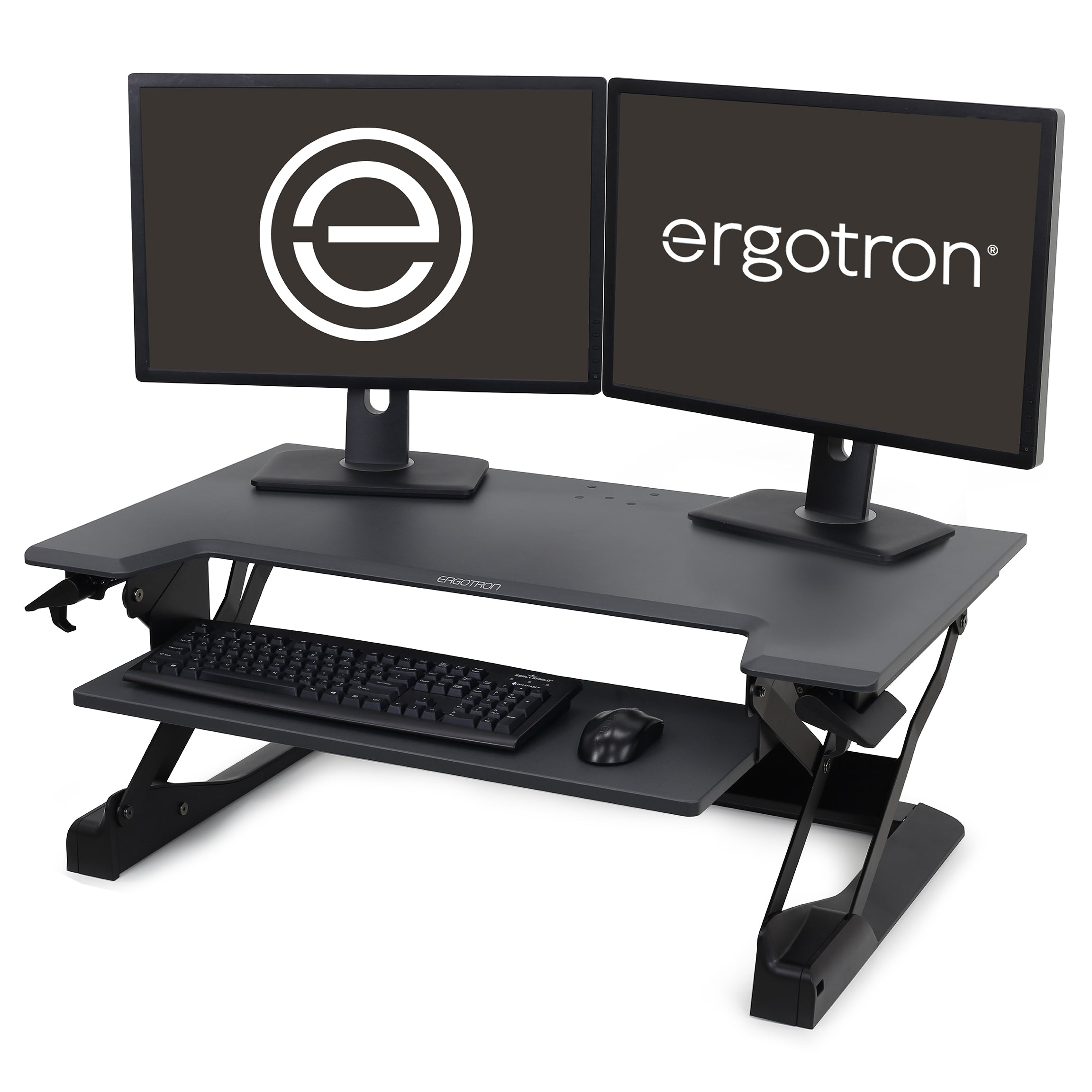 Ergotron WorkFit-TL Standing Desk Workstation – Height Adjustable Sit-Stand Desk Converter with Black Frame & Grey Surface