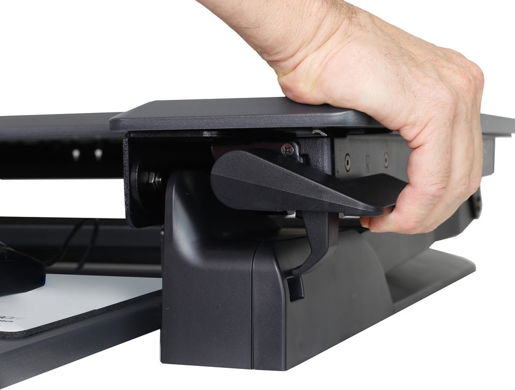 Ergotron WorkFit-TL Standing Desk Workstation – Height Adjustable Sit-Stand Desk Converter with Black Frame & Grey Surface
