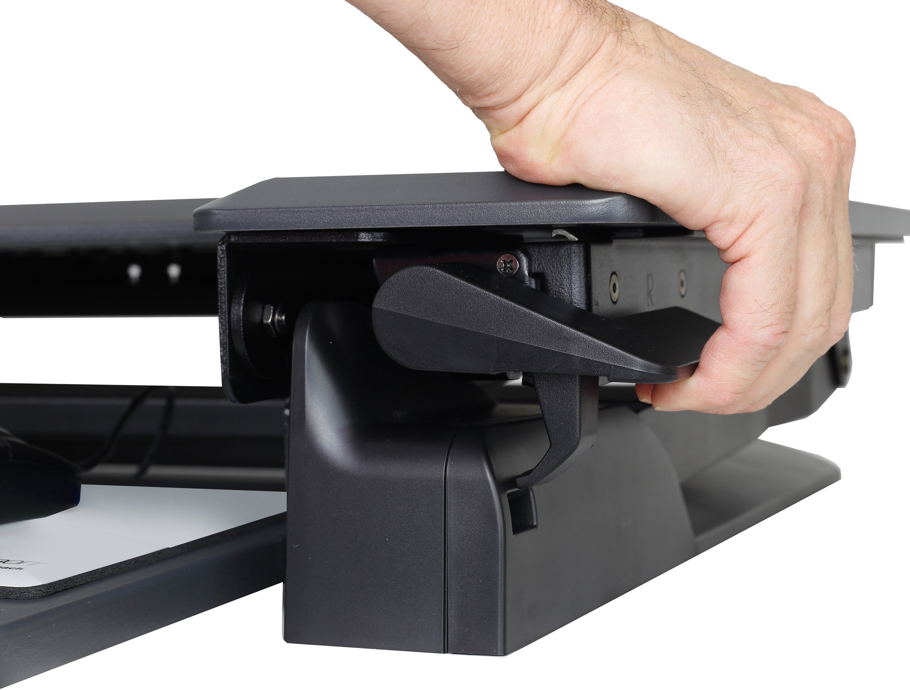 Ergotron WorkFit-TL Standing Desk Workstation – Height Adjustable Sit-Stand Desk Converter with Black Frame & Grey Surface