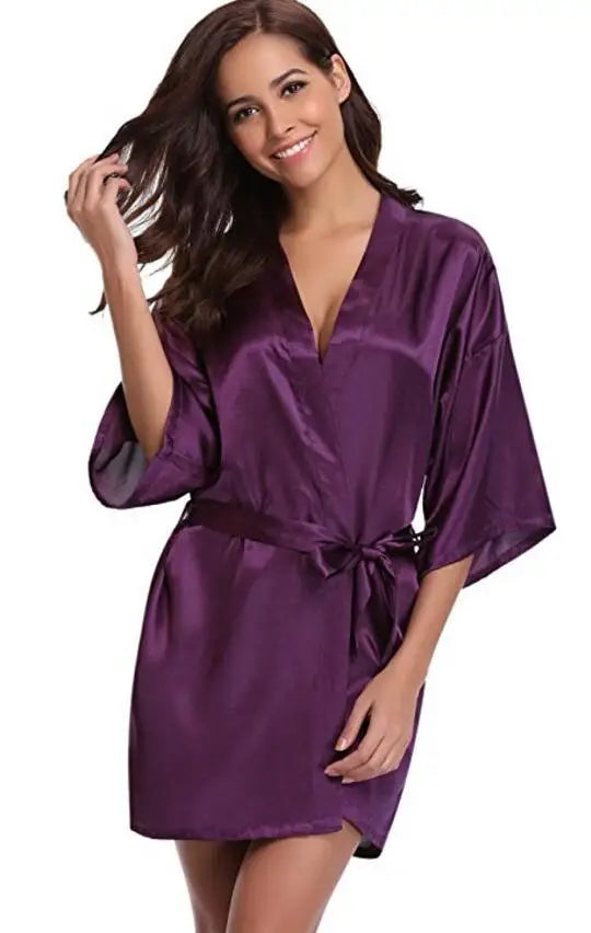 Skinthetik™ Luxury Satin Kimono Robe for Women – Silky Soft Bridesmaid, Bridal & Spa Bathrobe | Lightweight Faux Silk Dressing Gown