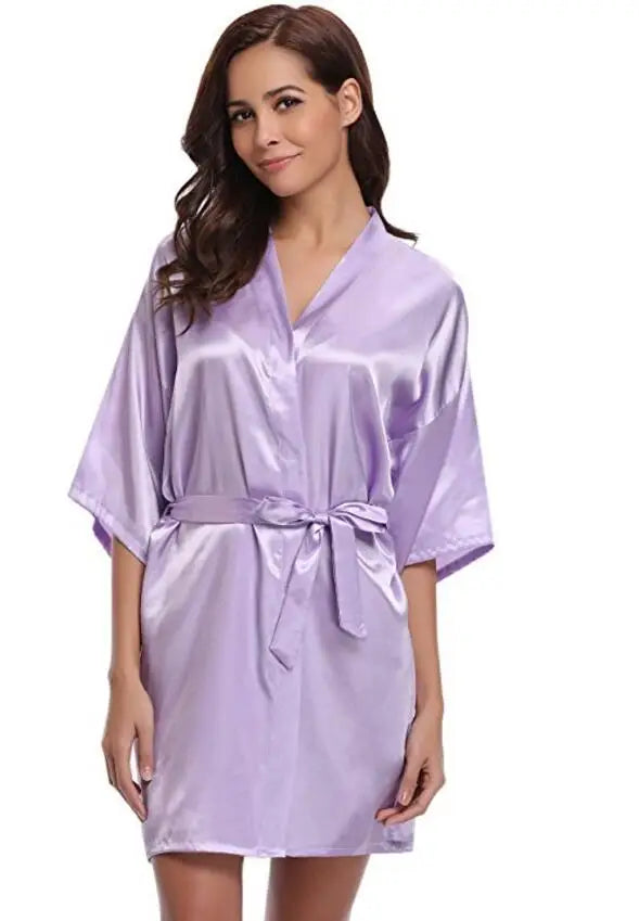 Skinthetik™ Luxury Satin Kimono Robe for Women – Silky Soft Bridesmaid, Bridal & Spa Bathrobe | Lightweight Faux Silk Dressing Gown