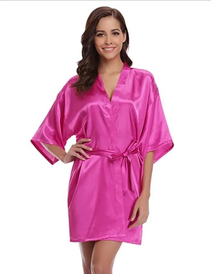 Skinthetik™ Luxury Satin Kimono Robe for Women – Silky Soft Bridesmaid, Bridal & Spa Bathrobe | Lightweight Faux Silk Dressing Gown