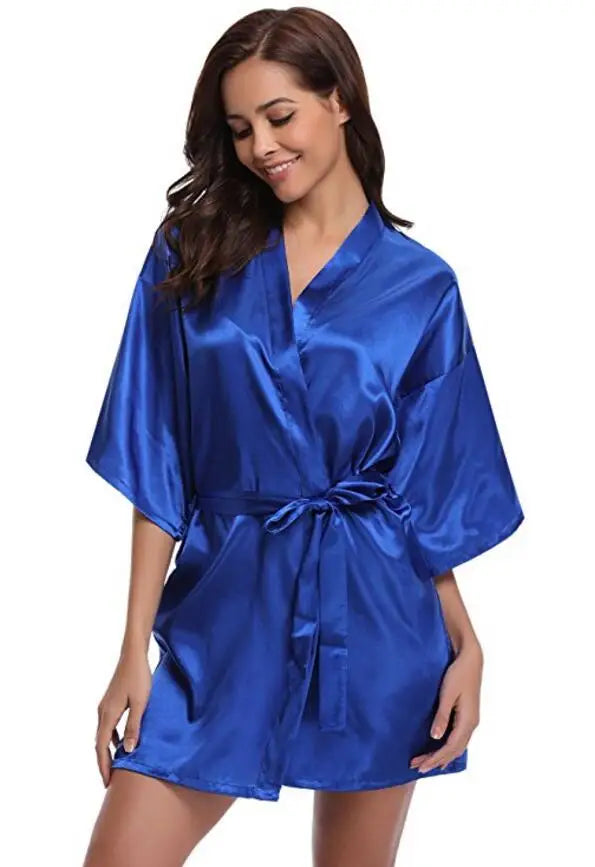 Skinthetik™ Luxury Satin Kimono Robe for Women – Silky Soft Bridesmaid, Bridal & Spa Bathrobe | Lightweight Faux Silk Dressing Gown