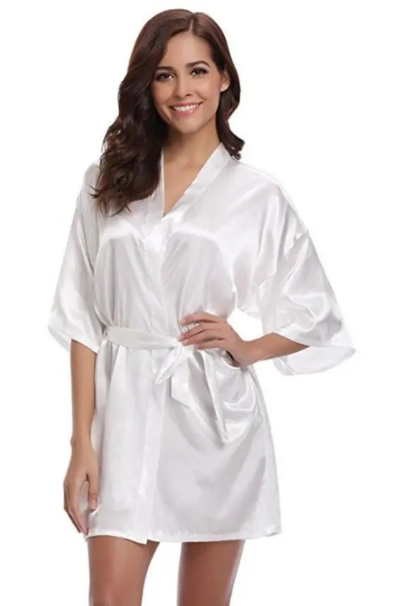 Skinthetik™ Luxury Satin Kimono Robe for Women – Silky Soft Bridesmaid, Bridal & Spa Bathrobe | Lightweight Faux Silk Dressing Gown