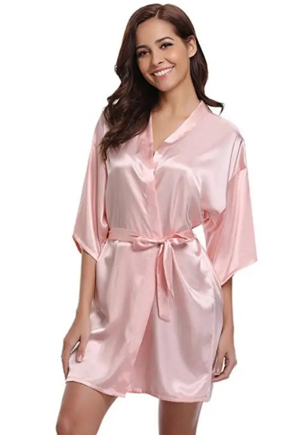 Skinthetik™ Luxury Satin Kimono Robe for Women – Silky Soft Bridesmaid, Bridal & Spa Bathrobe | Lightweight Faux Silk Dressing Gown