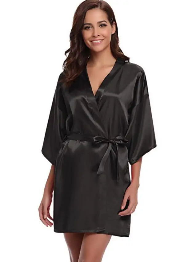 Skinthetik™ Luxury Satin Kimono Robe for Women – Silky Soft Bridesmaid, Bridal & Spa Bathrobe | Lightweight Faux Silk Dressing Gown