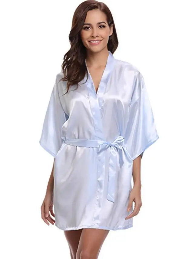 Skinthetik™ Luxury Satin Kimono Robe for Women – Silky Soft Bridesmaid, Bridal & Spa Bathrobe | Lightweight Faux Silk Dressing Gown