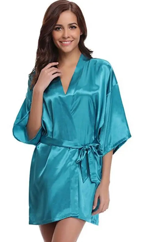Skinthetik™ Luxury Satin Kimono Robe for Women – Silky Soft Bridesmaid, Bridal & Spa Bathrobe | Lightweight Faux Silk Dressing Gown