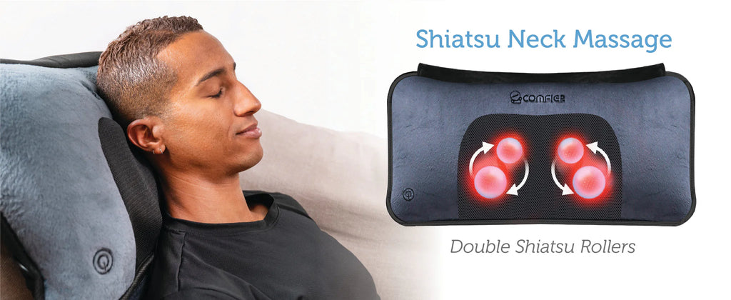 Comfier Heated Massage Pad with Movable Shiatsu Neck Massage Pillow | Full Body Vibration Massage Mat with Heat