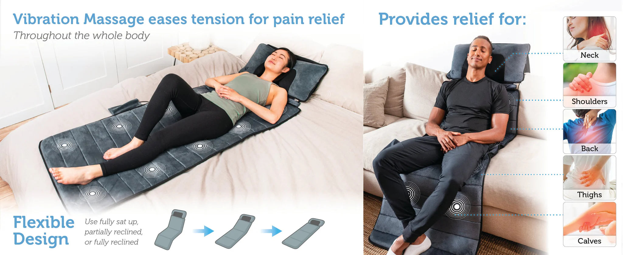 Comfier Heated Massage Pad with Movable Shiatsu Neck Massage Pillow | Full Body Vibration Massage Mat with Heat