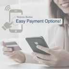 Person holding a smartphone and credit card with text 'Easy Payment Options!' and 'Bedroom Machine' branding.