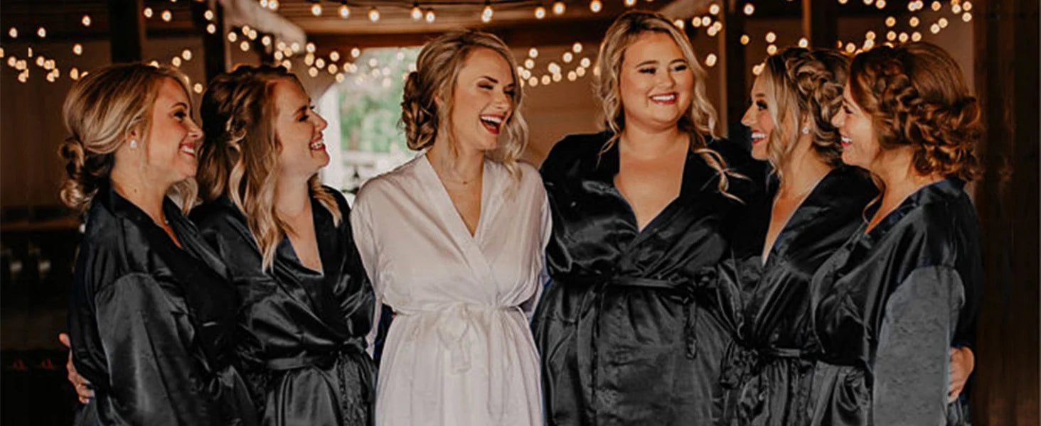 Skinthetik™ Luxury Satin Kimono Robe for Women – Silky Soft Bridesmaid, Bridal & Spa Bathrobe | Lightweight Faux Silk Dressing Gown