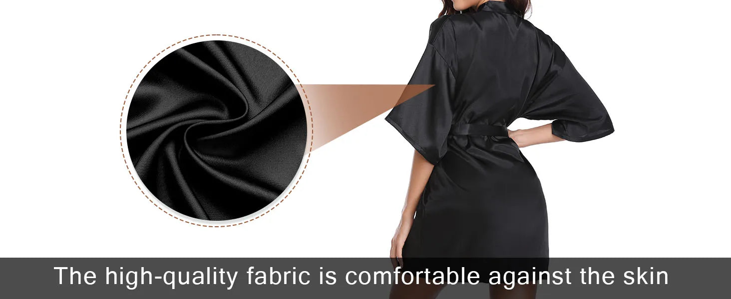 Skinthetik™ Luxury Satin Kimono Robe for Women – Silky Soft Bridesmaid, Bridal & Spa Bathrobe | Lightweight Faux Silk Dressing Gown