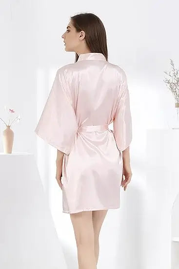 Skinthetik™ Luxury Satin Kimono Robe for Women – Silky Soft Bridesmaid, Bridal & Spa Bathrobe | Lightweight Faux Silk Dressing Gown
