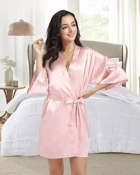 Skinthetik™ Luxury Satin Kimono Robe for Women – Silky Soft Bridesmaid, Bridal & Spa Bathrobe | Lightweight Faux Silk Dressing Gown