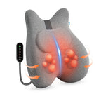 Gray neck and back massager with heating elements on a white background
