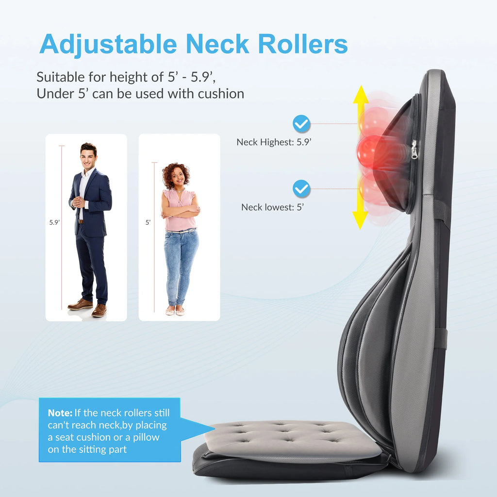 Comfier Neck & Back Massager with Heat, Air Compression & 2D/3D Shiatsu Massage | Full Body Massage Seat Cushion by Skinthetik™