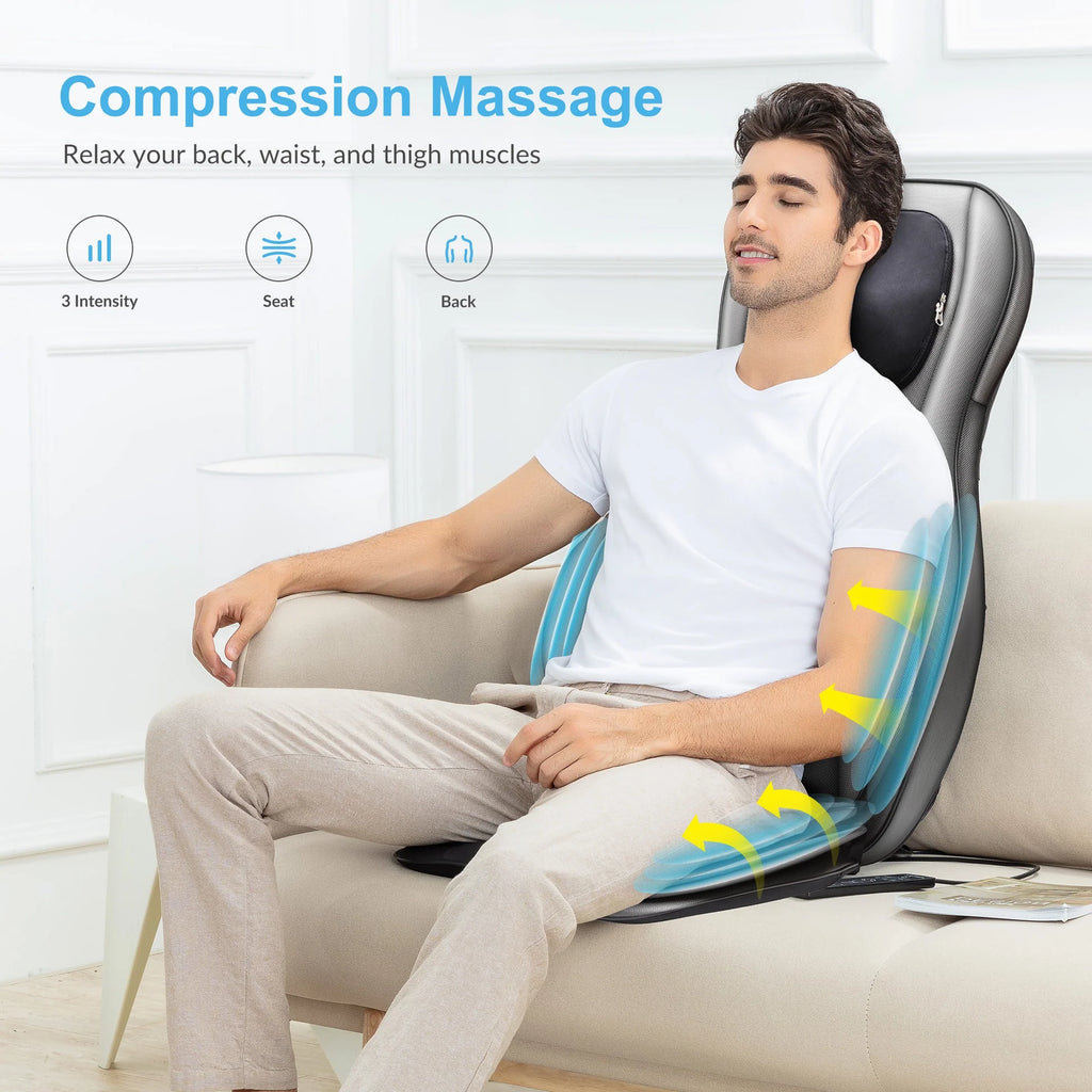Comfier Neck & Back Massager with Heat, Air Compression & 2D/3D Shiatsu Massage | Full Body Massage Seat Cushion by Skinthetik™