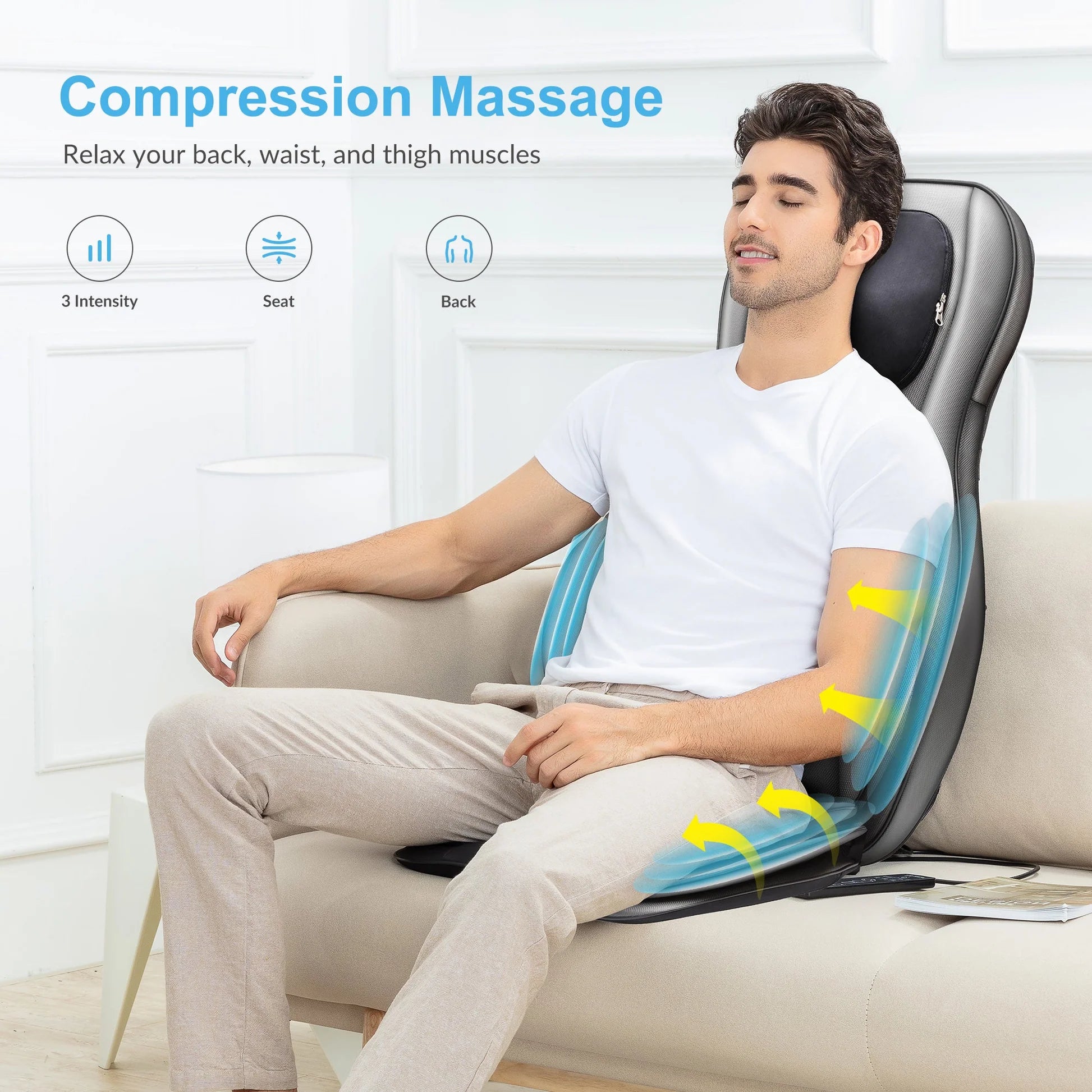 Comfier Neck & Back Massager with Heat, Air Compression & 2D/3D Shiatsu Massage | Full Body Massage Seat Cushion by Skinthetik™