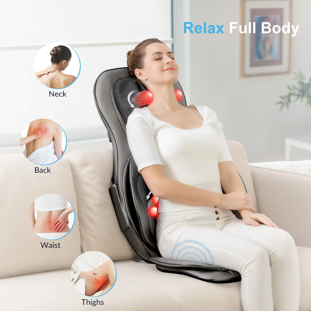 Comfier Neck & Back Massager with Heat, Air Compression & 2D/3D Shiatsu Massage | Full Body Massage Seat Cushion by Skinthetik™