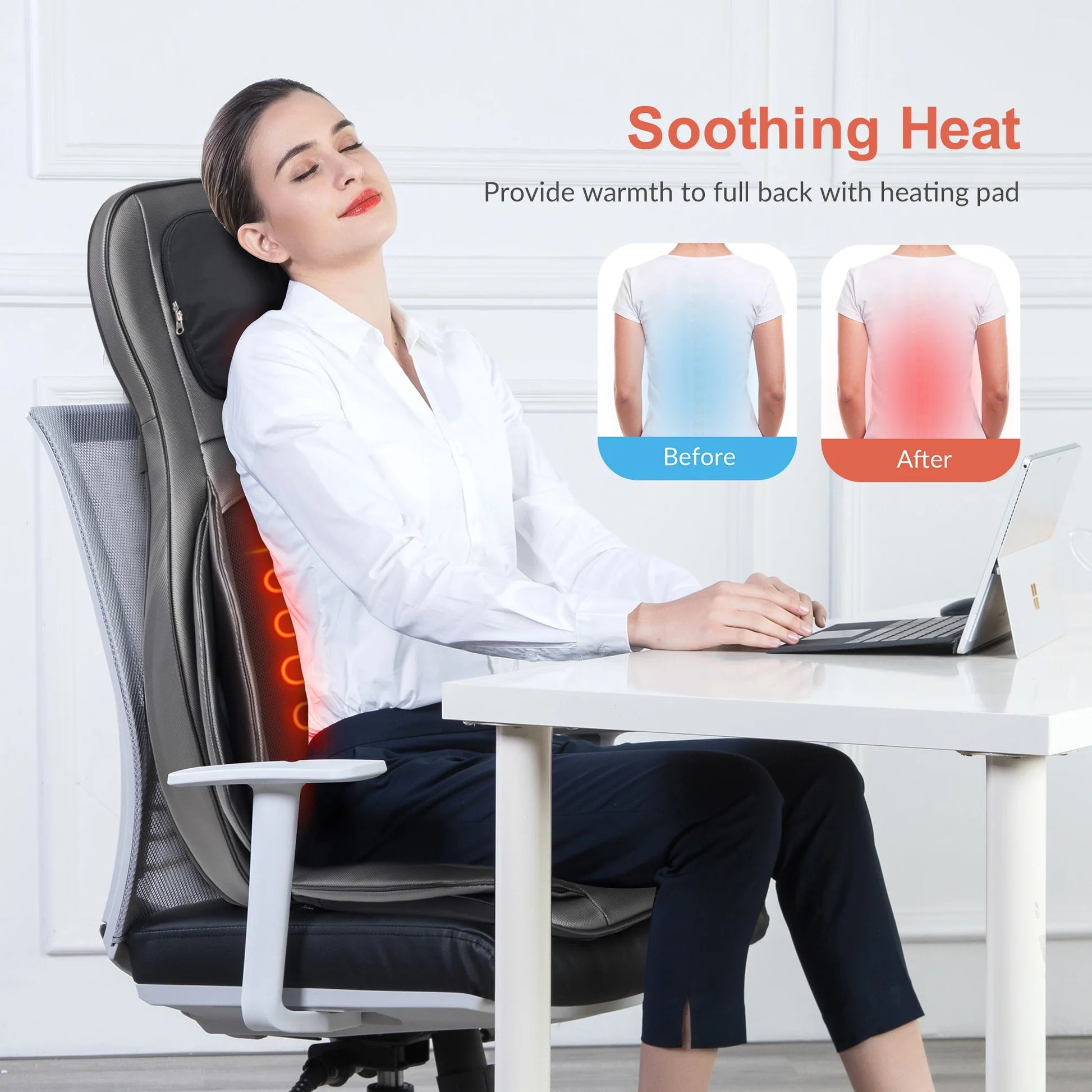 Comfier Neck & Back Massager with Heat, Air Compression & 2D/3D Shiatsu Massage | Full Body Massage Seat Cushion by Skinthetik™