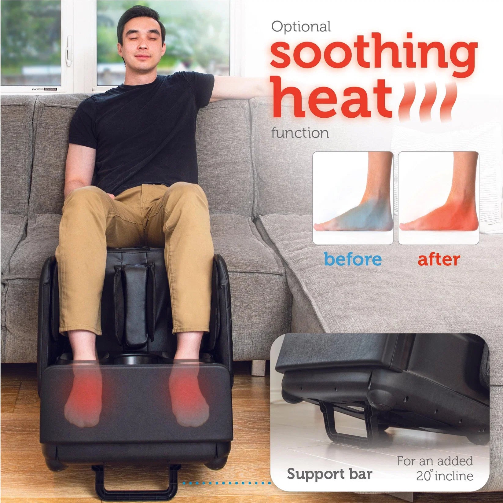 Comfier 2-in-1 Foot & Calf Massager with Heat, Shiatsu, Air Compression & Vibration | Heated Ottoman Foot Rest by Skinthetik™