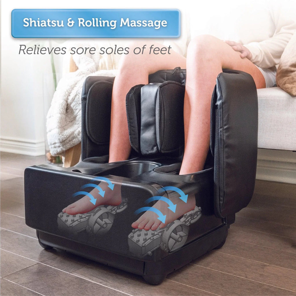 Comfier 2-in-1 Foot & Calf Massager with Heat, Shiatsu, Air Compression & Vibration | Heated Ottoman Foot Rest by Skinthetik™