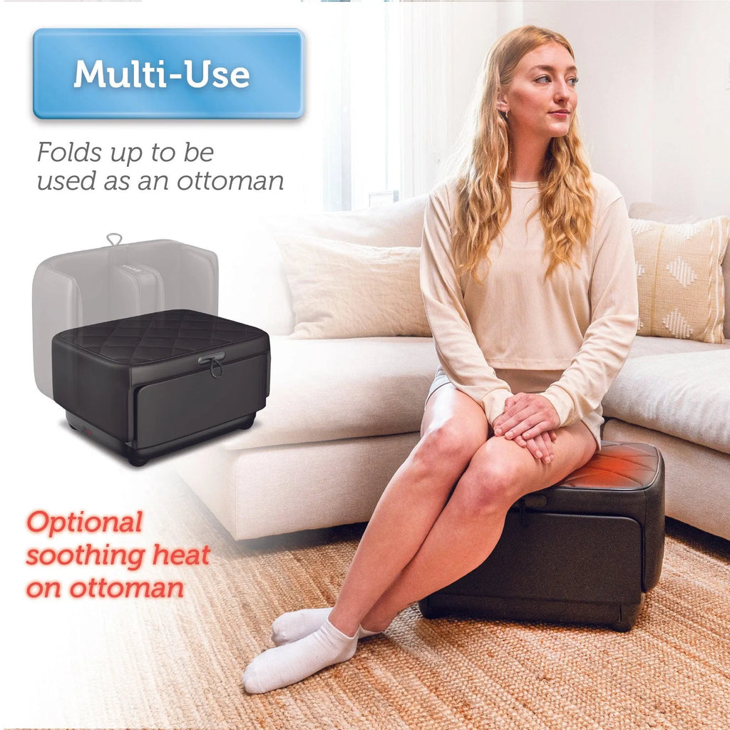 Comfier 2-in-1 Foot & Calf Massager with Heat, Shiatsu, Air Compression & Vibration | Heated Ottoman Foot Rest by Skinthetik™