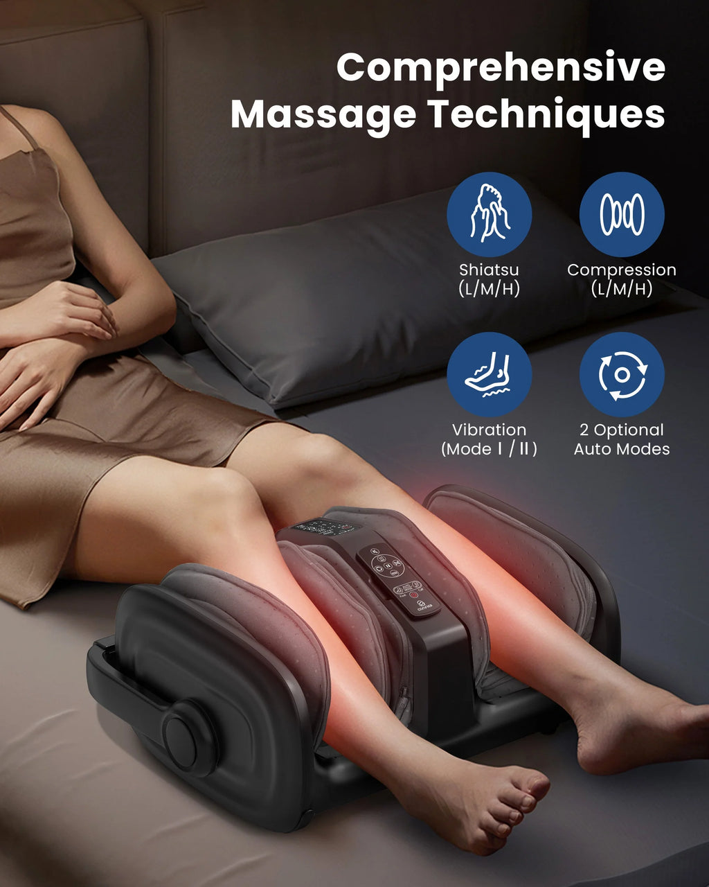 Comfier Foot & Calf Massager with Heat & Shiatsu | Remote Control Massage Machine by Skinthetik™