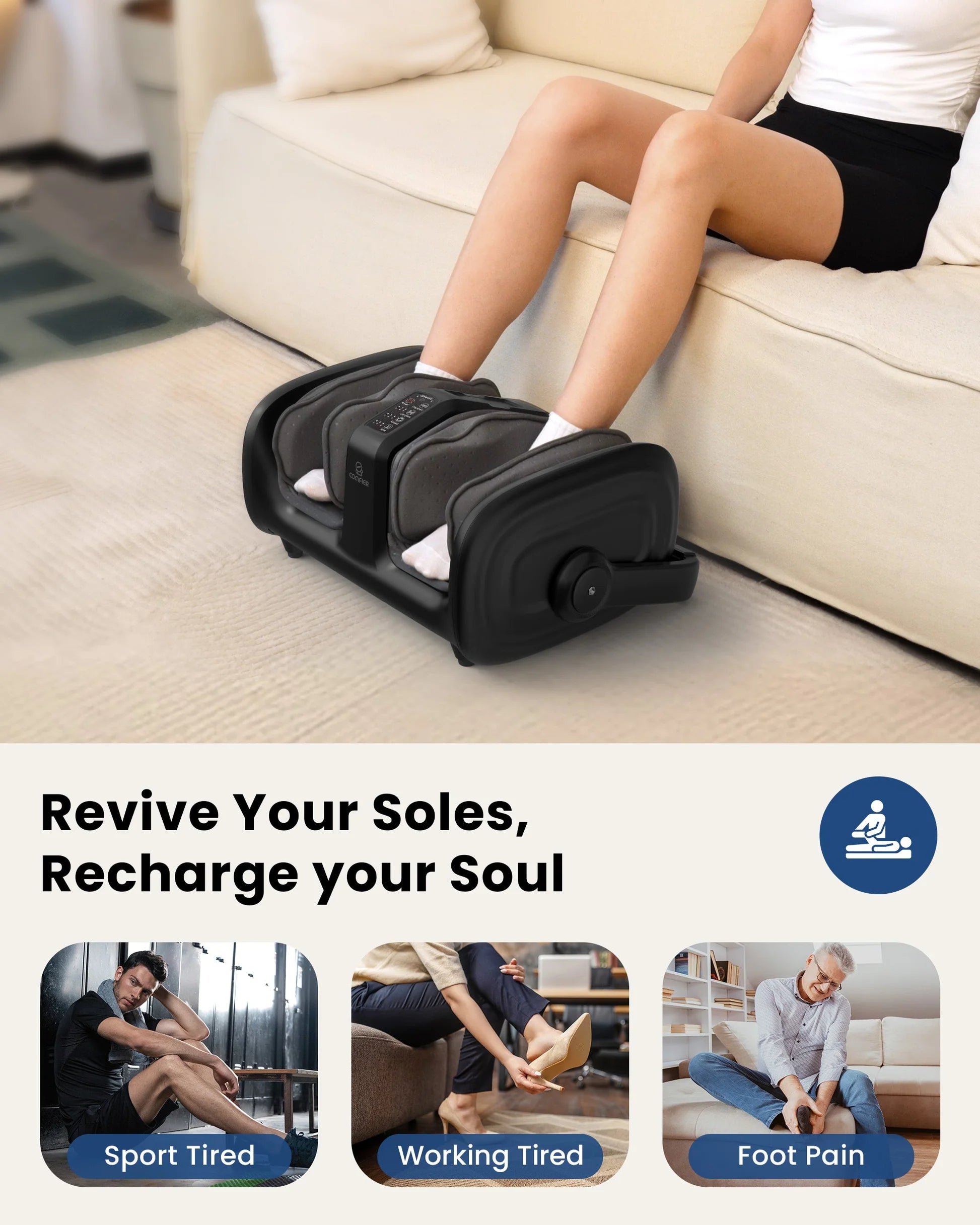 Comfier Foot & Calf Massager with Heat & Shiatsu | Remote Control Massage Machine by Skinthetik™