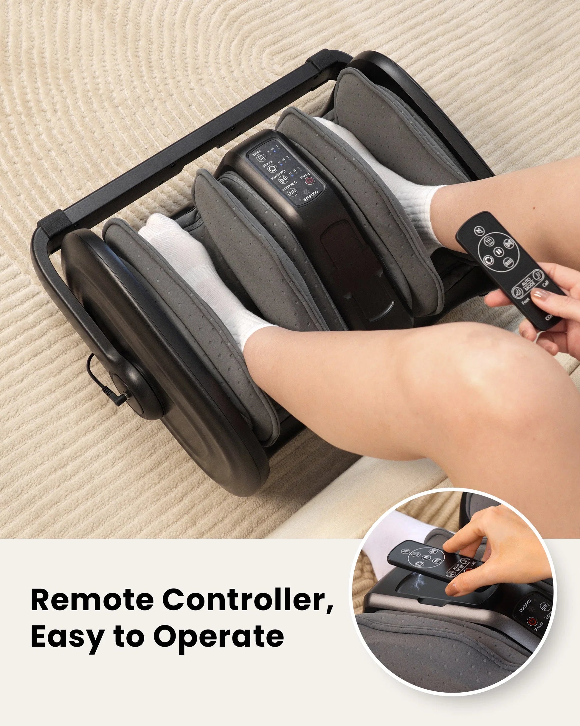 Comfier Foot & Calf Massager with Heat & Shiatsu | Remote Control Massage Machine by Skinthetik™
