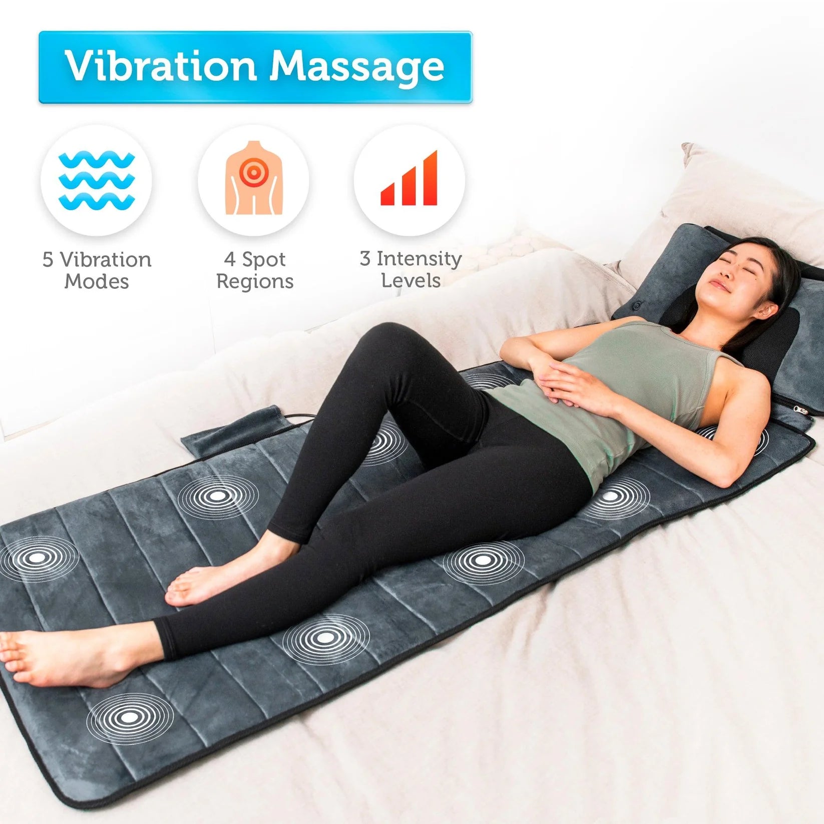 Comfier Heated Massage Pad with Movable Shiatsu Neck Massage Pillow | Full Body Vibration Massage Mat with Heat