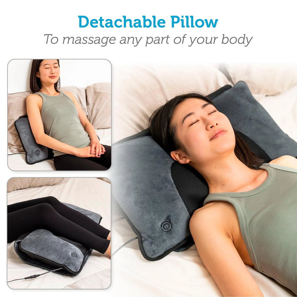 Comfier Heated Massage Pad with Movable Shiatsu Neck Massage Pillow | Full Body Vibration Massage Mat with Heat