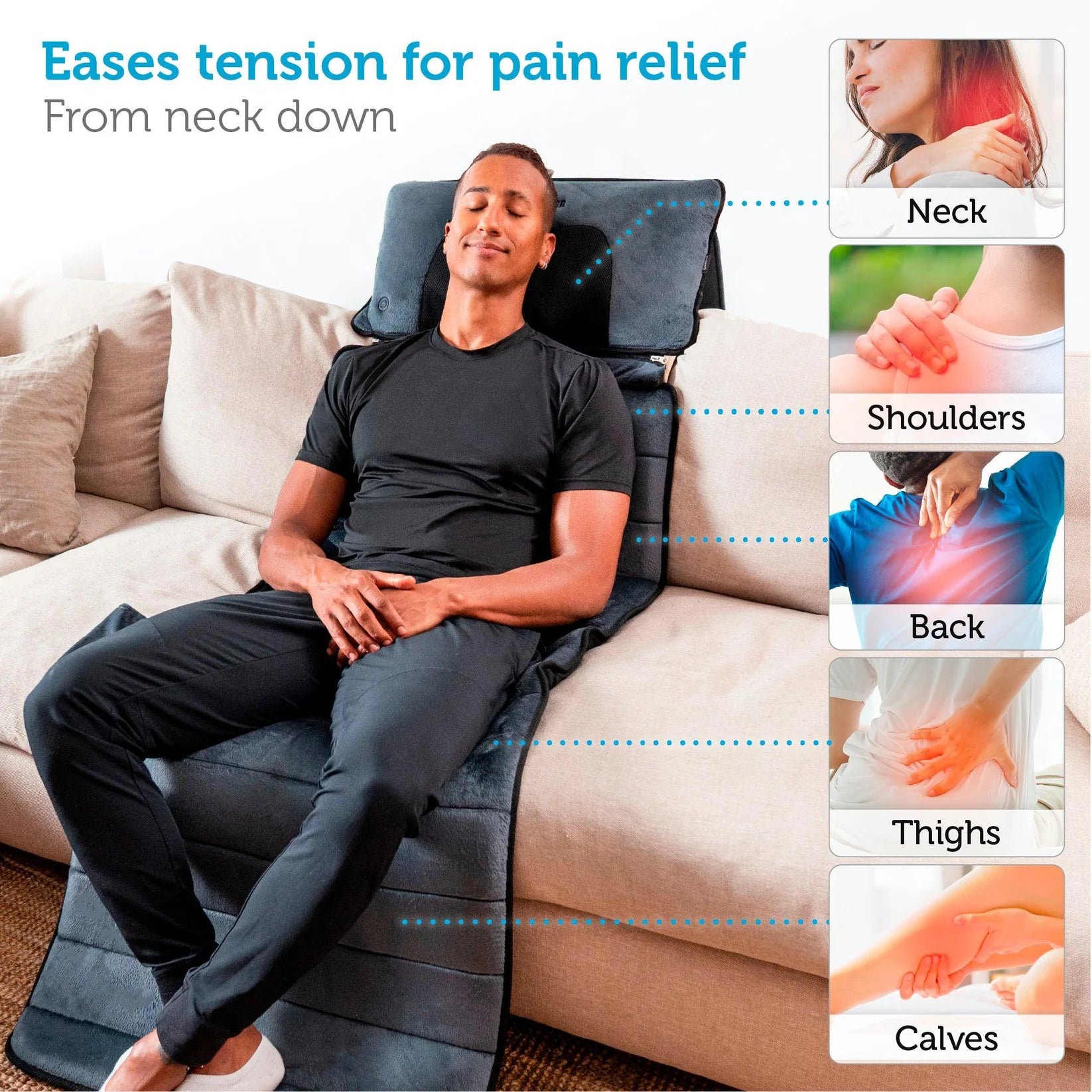 Comfier Heated Massage Pad with Movable Shiatsu Neck Massage Pillow | Full Body Vibration Massage Mat with Heat