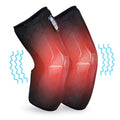 Black knee brace with red glow and blue wave graphics on a white background