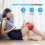 Woman using a knee brace with multiple functions displayed on screen